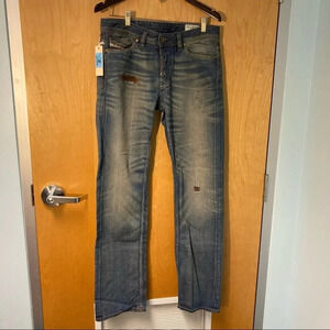 DIESEL INDUSTRY Sz 31 Viker Button Fly Distressed  Mid Rise Straight Leg
